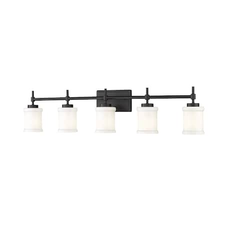 Z-Lite Cadoc 5 Light Vanity, 40.5in. W x 9in. H, Matte Black 622-5V-MB